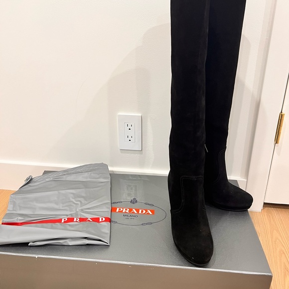 Prada suede wedge boots, size 37 - Picture 2 of 7